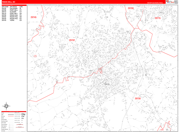 Rock Hill, SC Zip Code Map